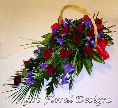 Red Rose & Blue Iris Basket