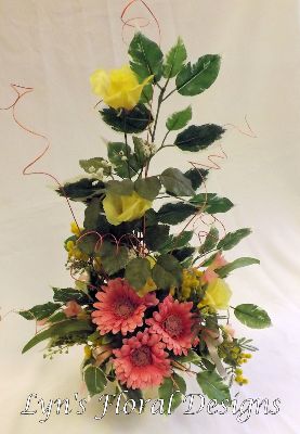 Pink & Lemon Arrangement in Silk